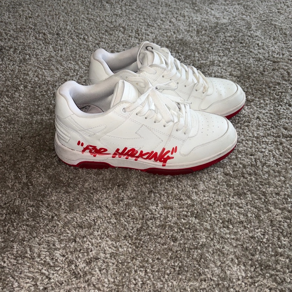 Off-White White and Red Sneakers